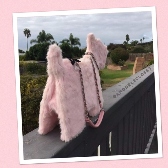 My Flat In London Pink Faux Fur Shoulderbag - Picture 2 of 6